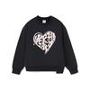 Li Ning Sports Lifestyle Series Heart Print Loose Fleece Pullover Long Sleeve Sweatshirt Women Sweatshirt Black AWDRD46-4