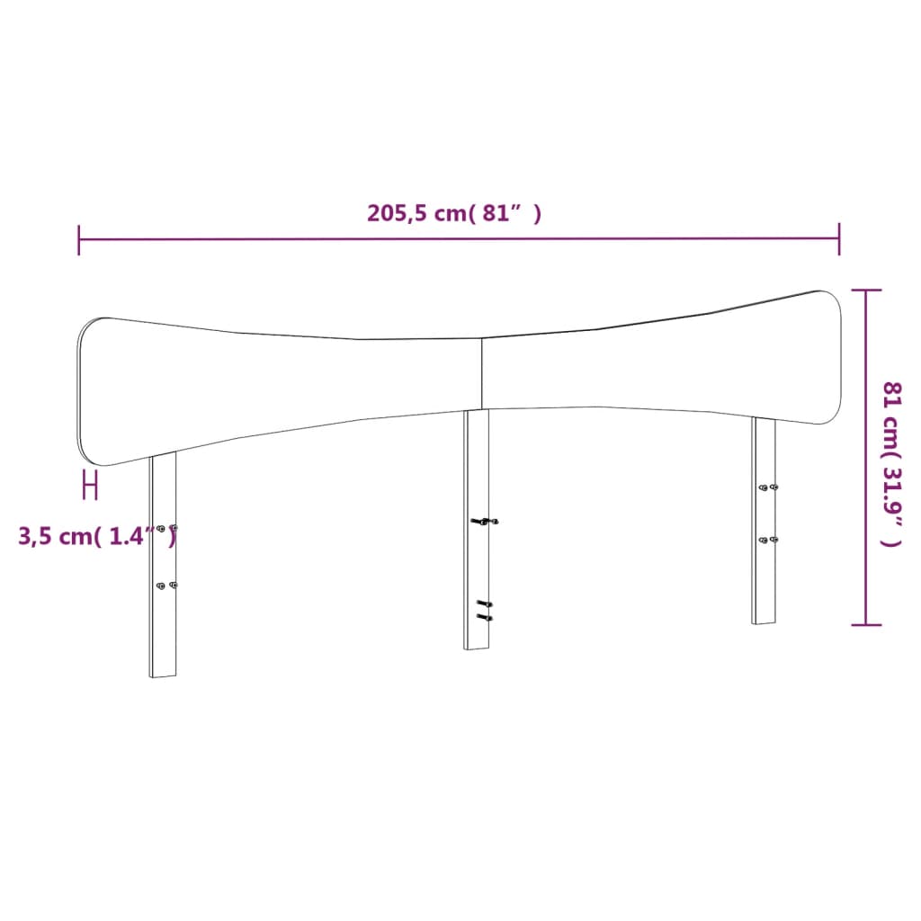 Headboard White 200 cm Solid Pine Wood