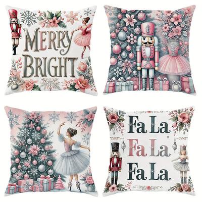 Christmas Nutcracker Decoration Pillowcase Ballet Princess Pillow Case Suitable for Home Room Sofa Cushion Cover Friend Gift