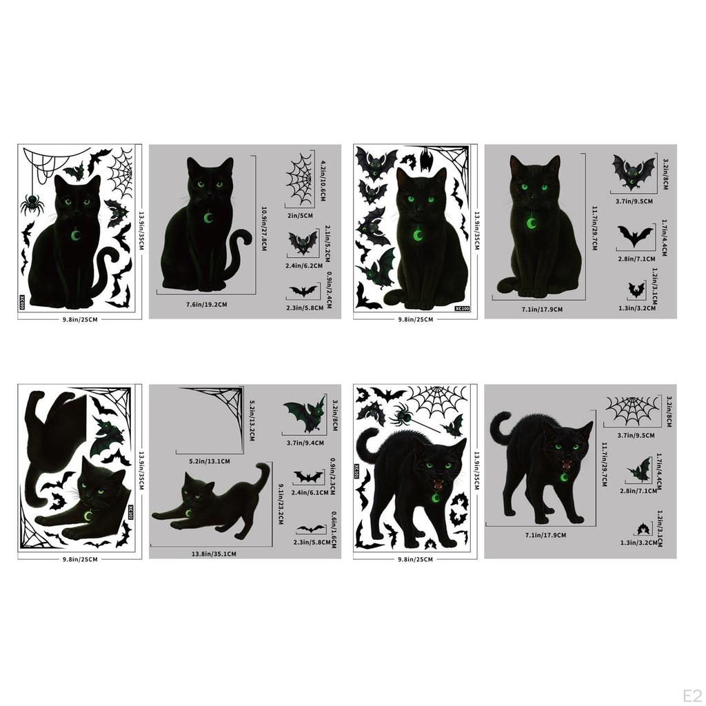 4 Pieces Halloween Window Stickers, Clings, Waterproof Black Cat Decoration