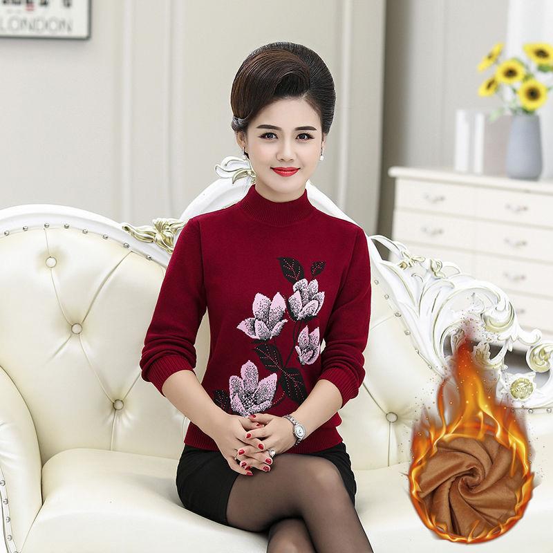 Pullover für Frauen mittleren und höheren Alters Strickpullover Kleidung für Mütter Kurze und vielseitige Basisshirts