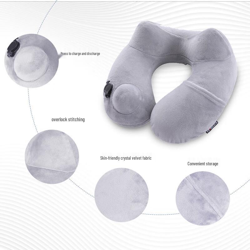 Portable Press-to-Inflate U-Shaped Neck Pillow