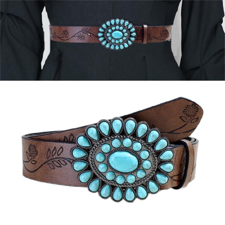 Girl Belt Cowgirl Embossed Waist Belt Rock and Roll Retro for Jeans Dress