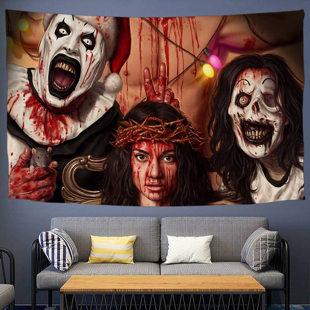TTerrifier 3 Horror-Clown Film Gedruckter Wandteppich Indischer Buddha Wanddekoration Hexerei Böhmisch Hippie Dekor Decke