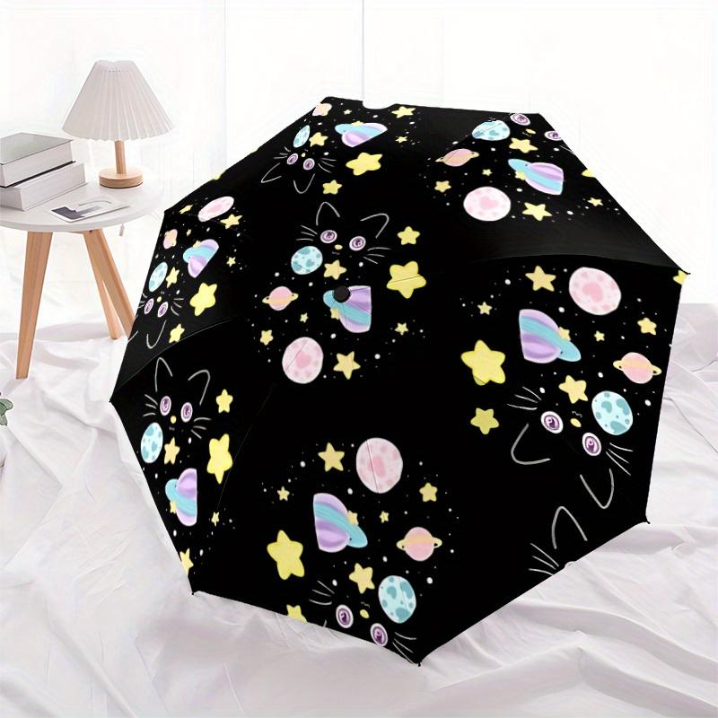 1pc Space Cats Automatic Open/close, All-Season Portable Folding Umbrella, Travel, Everyday, Formal Events - Compact Luxury Parasol, Outdoor Accessory