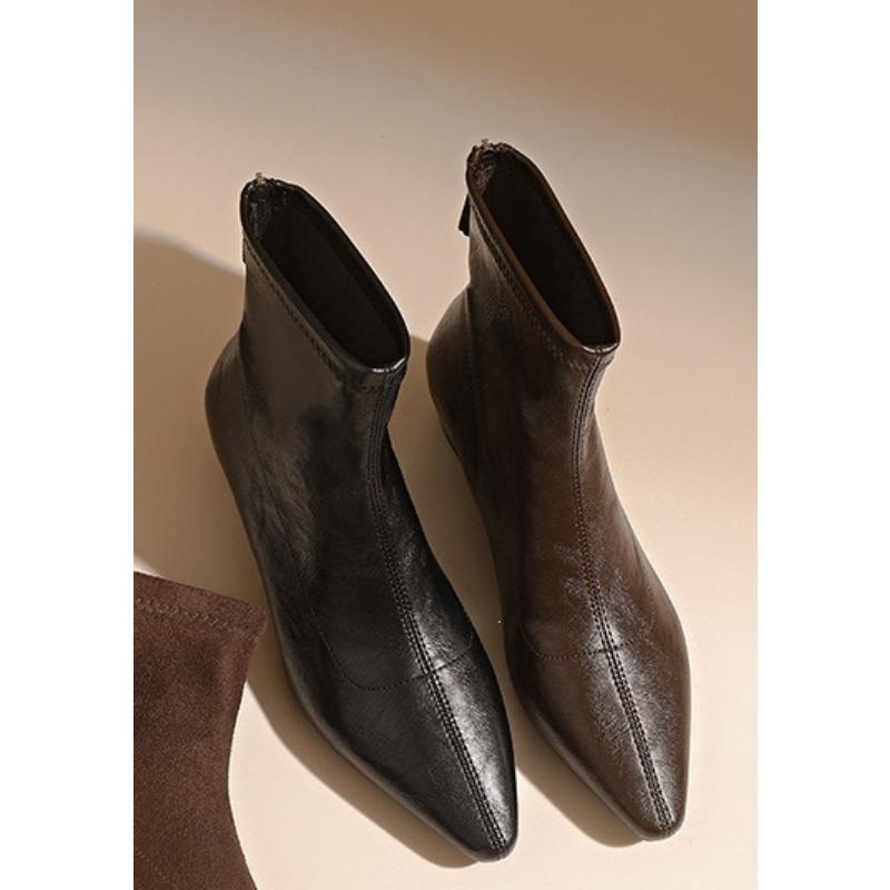 Anti-slip Shoes - New Autumn-winter Style - Pointed Toe - Thick Heel - Short Boots - Versatile Women's Boots