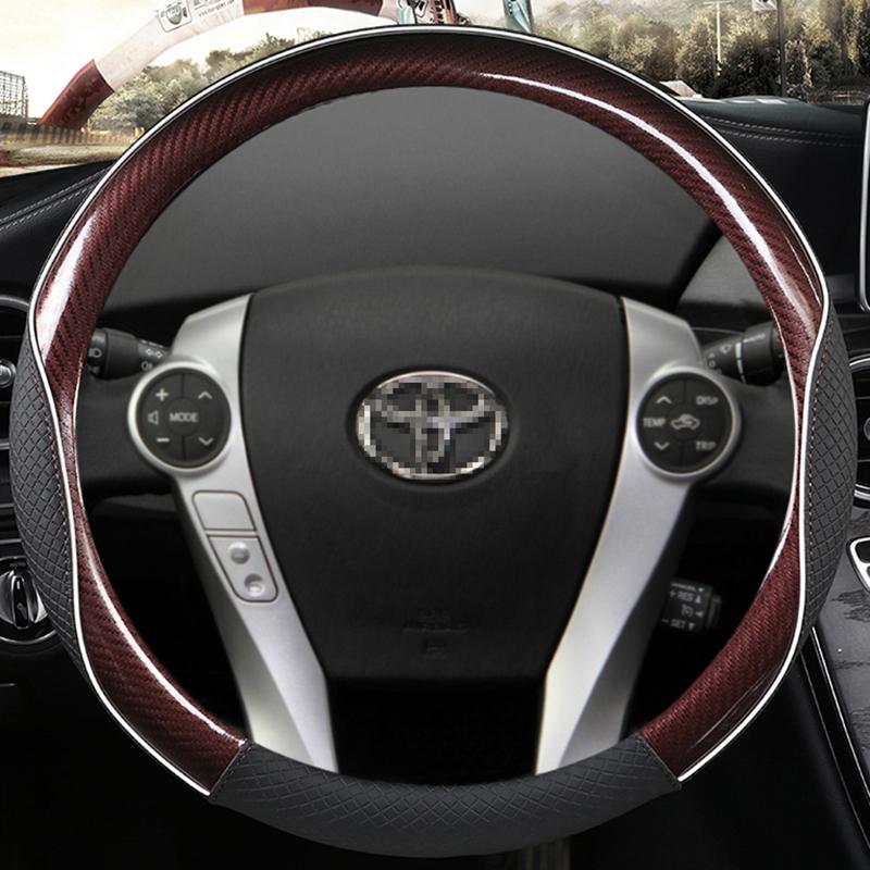 Koolstofvezel + Leer Auto Stuurwielhoes Voor Toyota Prius 30 20 Prius V Prius C Prius Prime Massage Auto Accessoires