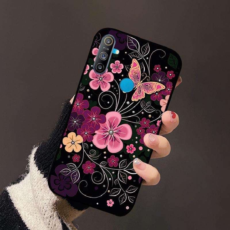 For Realme C3 4G Case Luxury Black Soft Silicone TPU Cover Shockproof Bumper For Oppo Realme C 3 RMX2021 Phone Protective Fundas