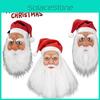 Christmas Latex Santa Claus Cap With White Beard Mask Role Play Fun Props