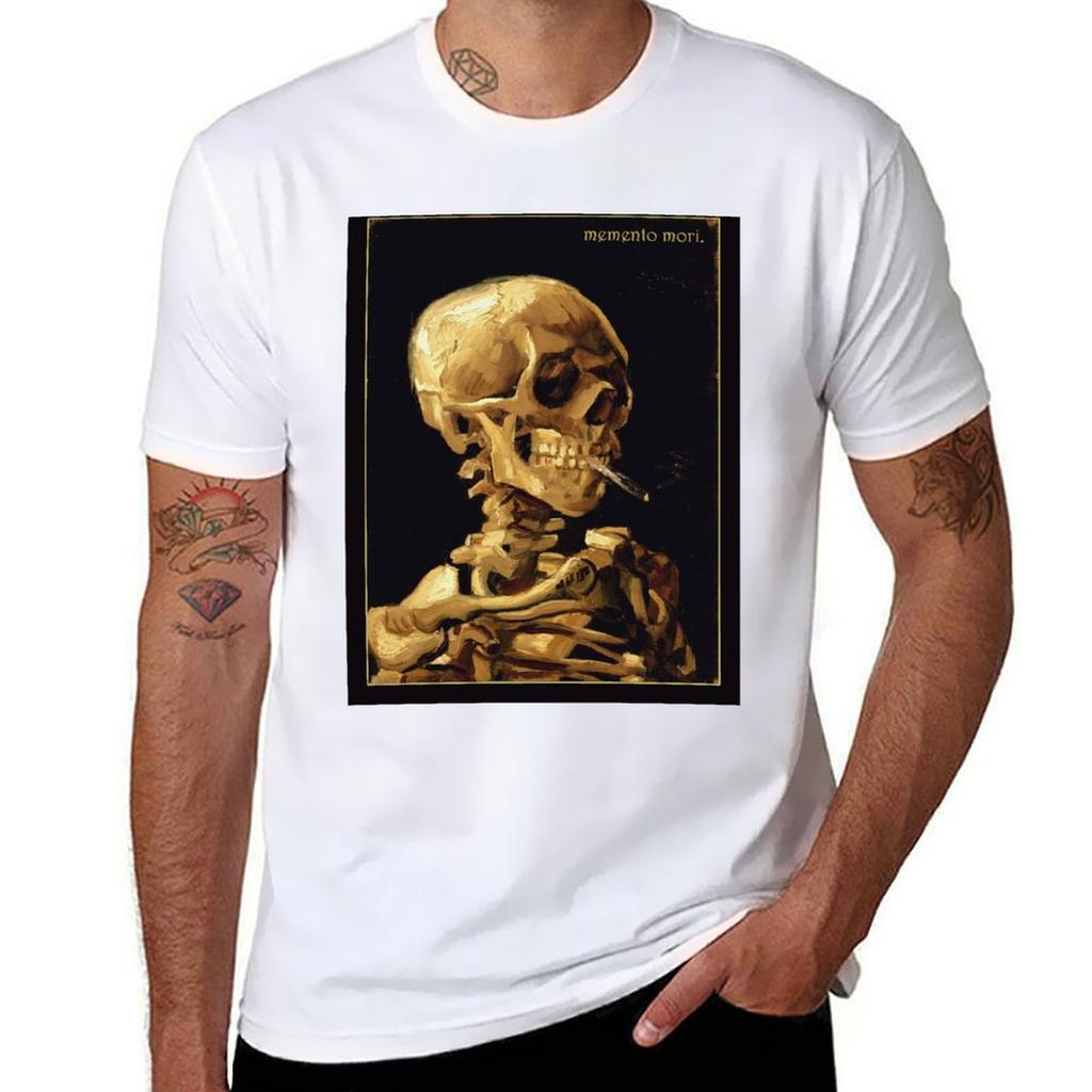 Memento Mori - Darkacademia T-Shirt Anime T-Shirts Oversize T-Shirts Baumwolle 100% T-Shirt Mann Luxus T-Shirt