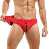 New, Men's Swimming Trunks Front Open Zipper Sexy Color Matching Triangle Beach
