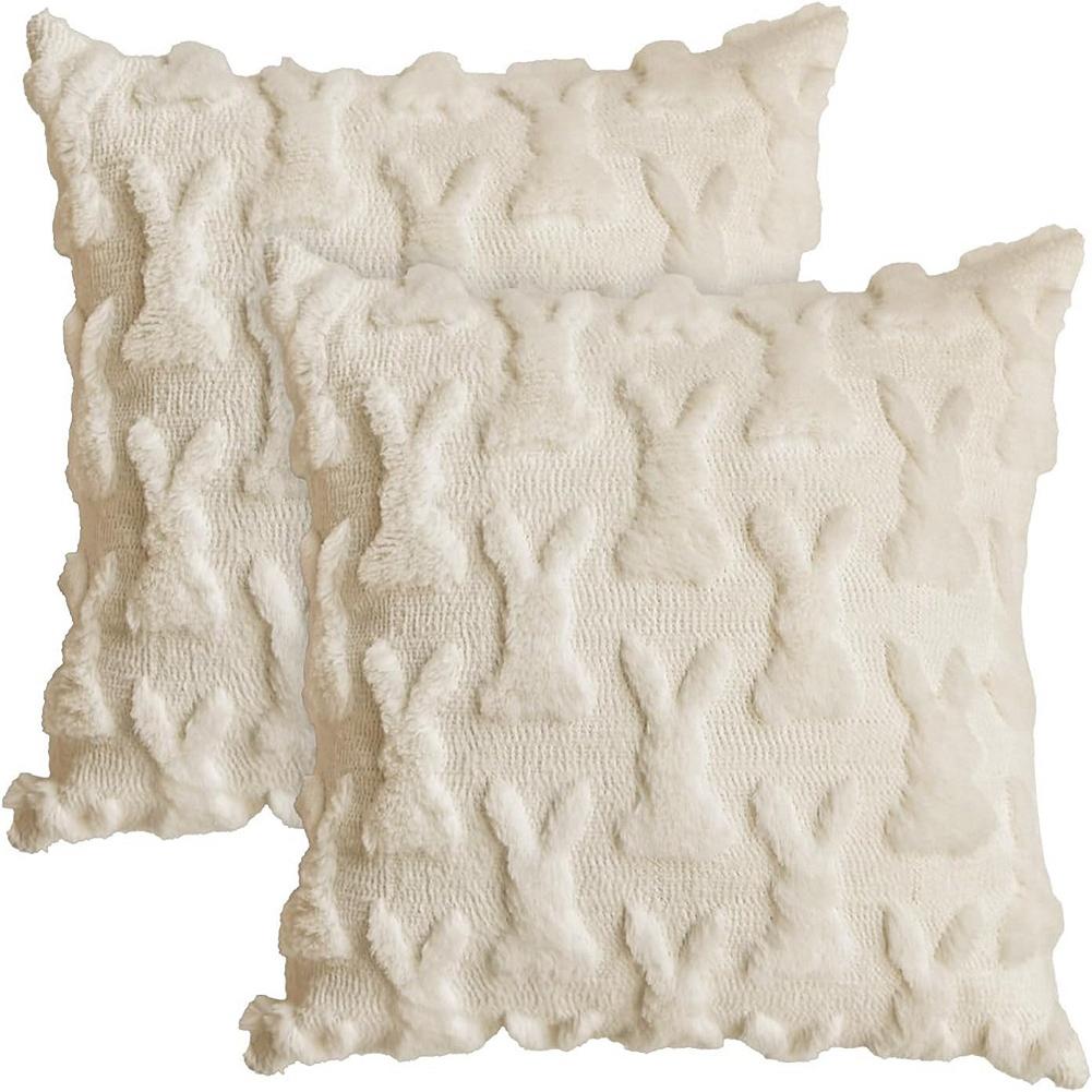 Easter Bunny Throw Pillow Covers Decorative Soft Plush Pillowcase 45x45cm Couch Cushion Case for Easter Decor Couch Sofa Bedroom