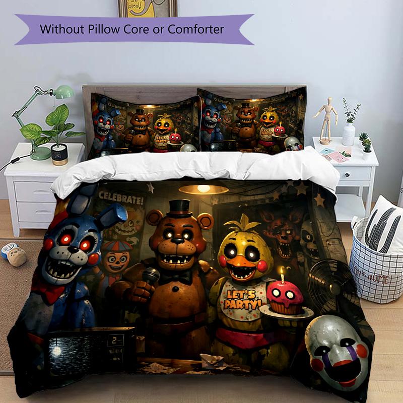 Five Nights Freddy'S Party Print 3Pcs Bedding Setduvet Cover With 2 Bedropillowcase Home Birthday Gift