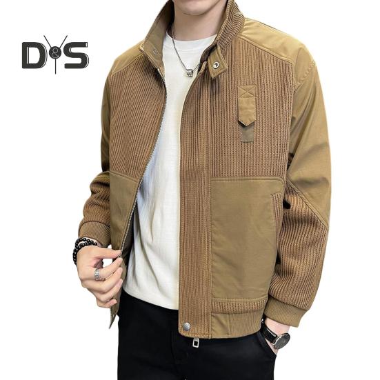 

Мужская куртка с воротником-стойкой, длинным рукавом, застежкой-молнией, куртка, пальто, однотонная вельветовая куртка в стиле ретро, короткая ветровка M хаки