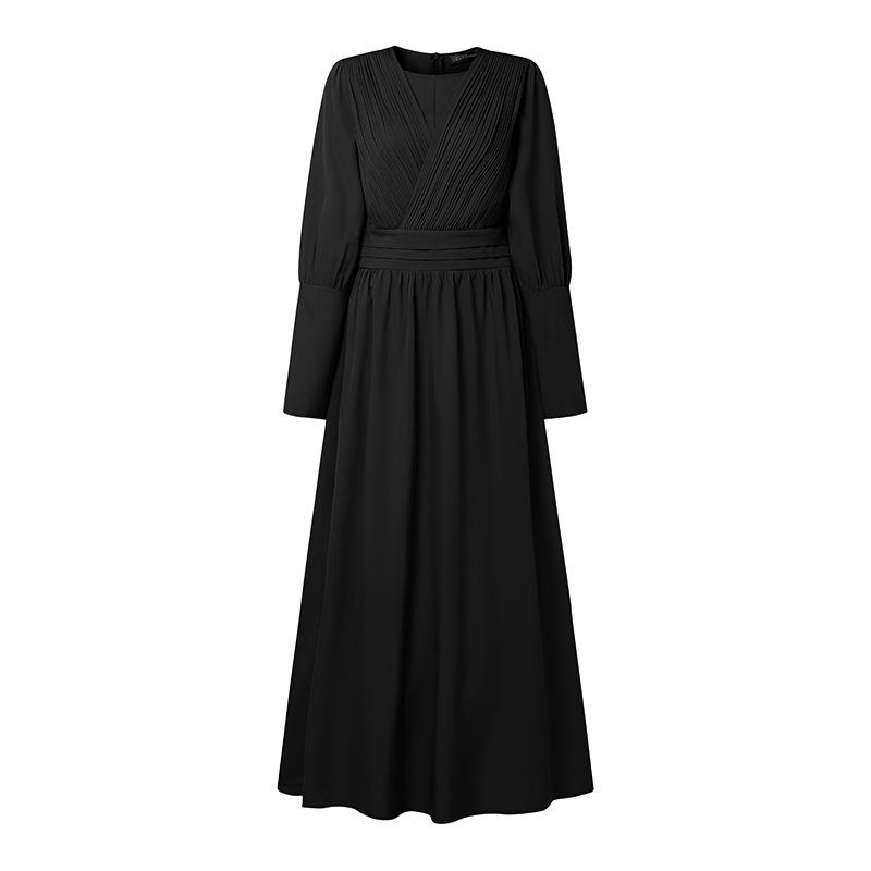 ZANZEA Muslim Casual Round Neck Long Sleeve Loose Women Long Dress