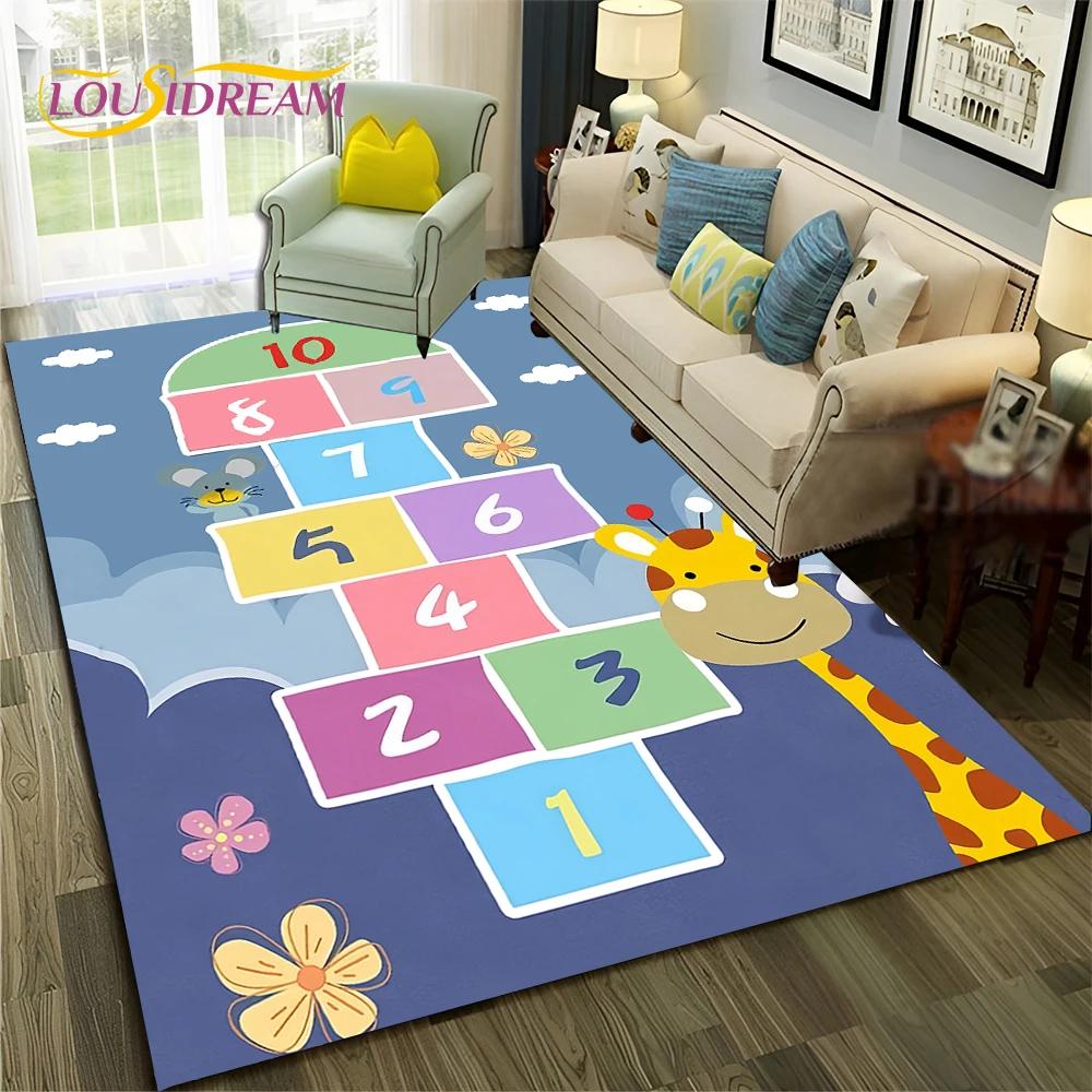 27 Stil Hüpfspiel Kinder Digitale Spiele Junge Mädchen Cartoon Teppich Teppich für Zuhause Wohnzimmer Sofa Fußmatte Dekoration,Rutschfeste Bodenmatte