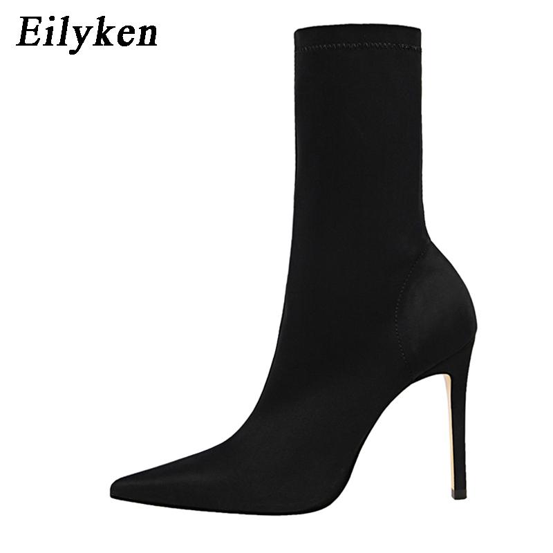 Eilyken Plus 35-42 Autumn Winter Design Stiletto High Heels Sock Boots Women Pointed Toe Party Fashion Ankle Booties Shoes