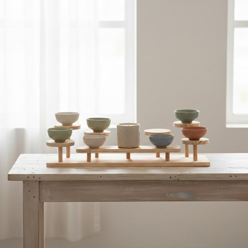 Wooden Multi-tiered Coffee Cup Aromatherapy Perfume Figurine Display Stand Jewelry Storage Rack