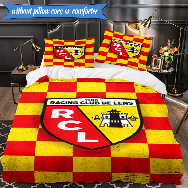 Racing Club De Lens Crest 3pcs Bedding,Including 1pc Duvet Cover And 2pcs Pillowcases Perfect for Christmas,Ideal for Bedroom, Dormitory