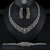 Women's Color Zircon Necklace Earrings Bracelet Ring Set Bridal Wedding Dress Jewelry Premium Jewelry