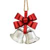 Three-Dimensional Metal Christmas Bowknot Decoration with 2 Iron Bells and Top Hanging Loop for Storefronts and Hotel Lobbies