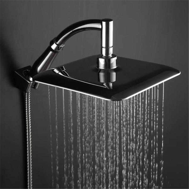 9 Inch Rotate 360 Degree Bathroom Rainfall Shower Head ABS Chrome Water Saving Shower Extension Arm Hand Held Shower Head Thin