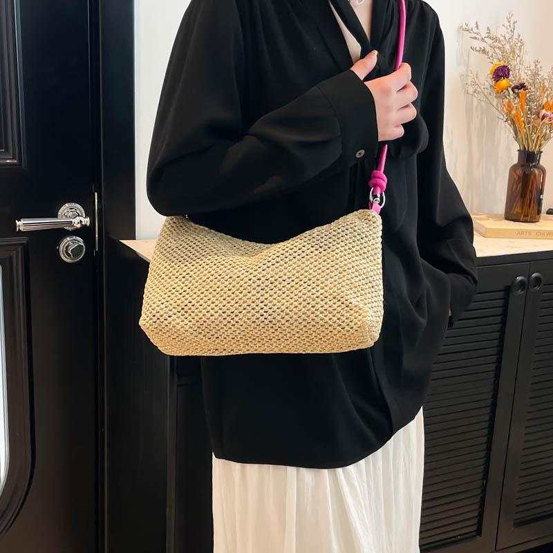 Fashion Large Capacity Woven Straw Tote Single Shoulder Underarm Bag For Women