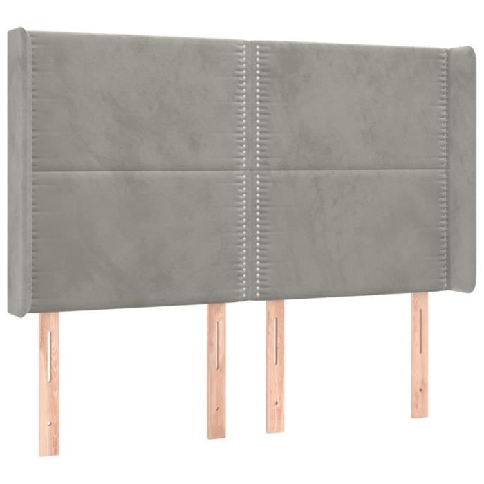 VidaXL Tête de lit avec oreilles Gris clair 147x16x118-128 cm Velours3119488