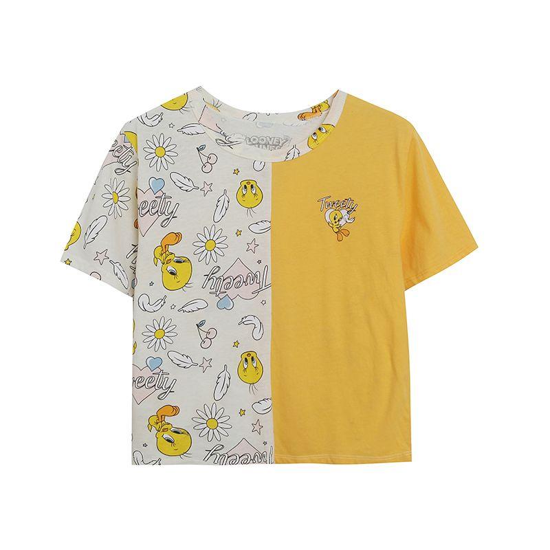 

Younger T-shirt Full Printed Short Sleeve Loose Top Cartoon Image color XS