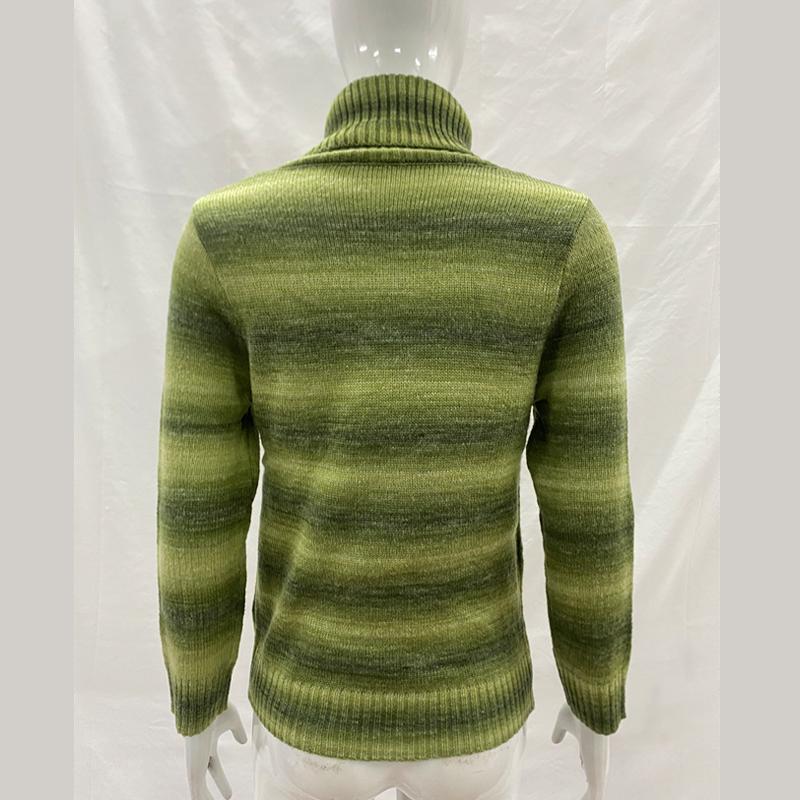 Europäischer und amerikanischer Winter personalisierter gestreifter langärmliger kontrastfarbiger schlankmachender Strickpullover für Damen