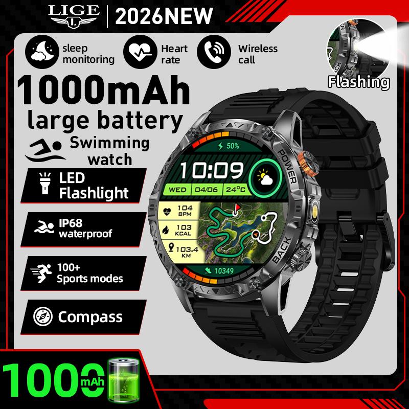 

1000 mAh Smart Watch Bluetooth Call 1.7 Inch Screen Voice Assistant Watch Sports Fitness IP68 Waterproof Smartwatch For Men чёрный