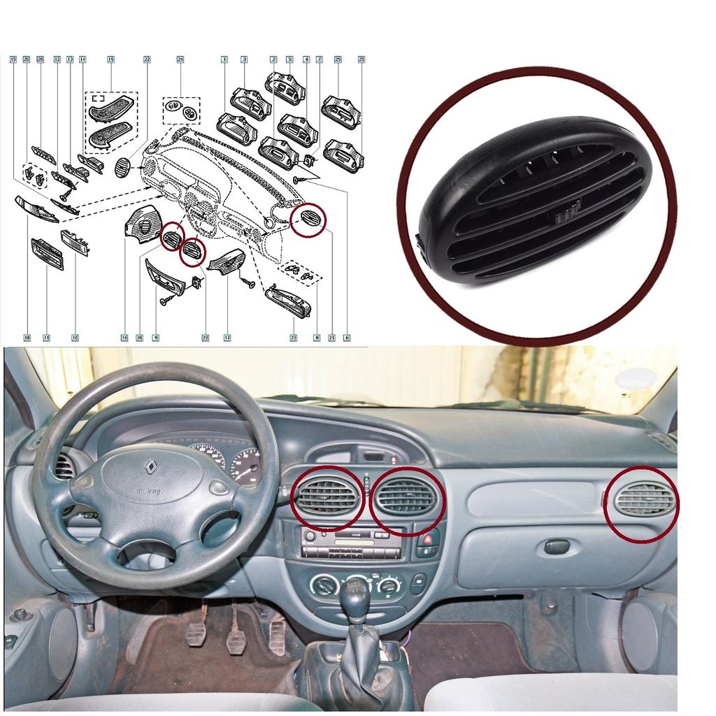 EDP1158 Air Vent Nozzle Duct Swivel Diffuser 7701047108 for Renault Megane Scenic 1995 1998 Pre Facelift