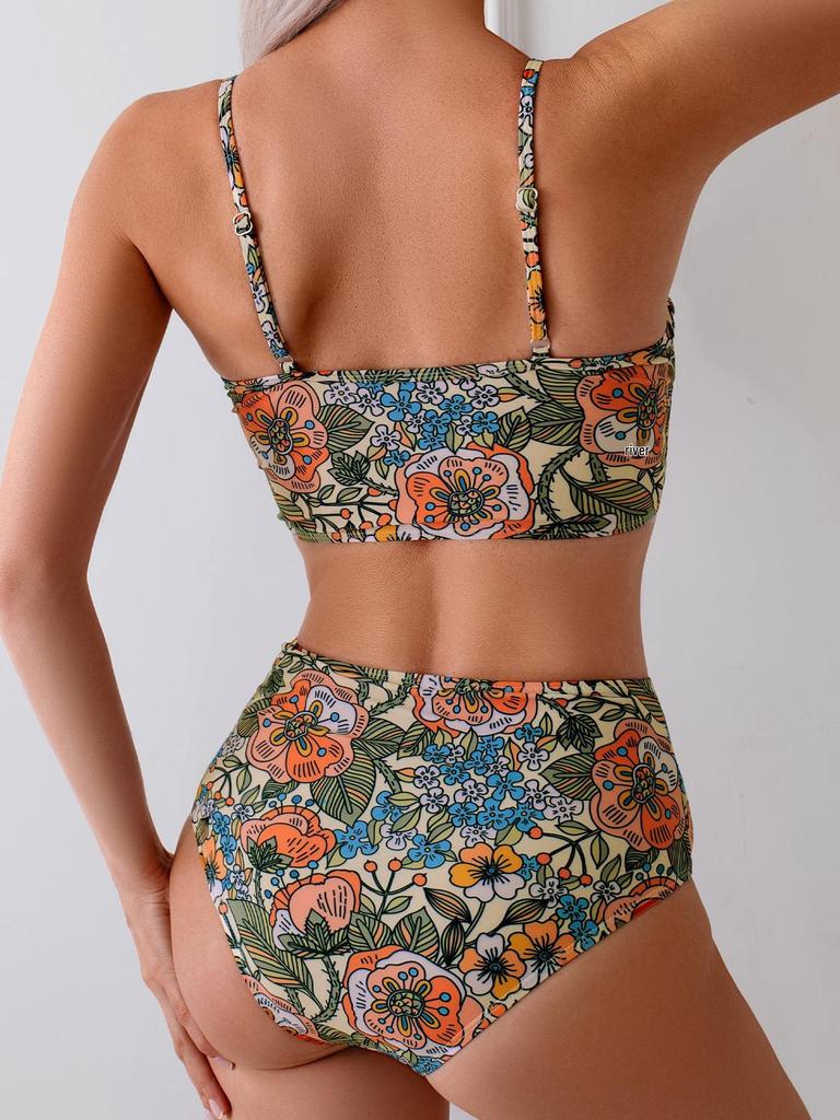 Women's One-Piece High-Waisted Printed Swimsuit - Sexy Bikini Separates