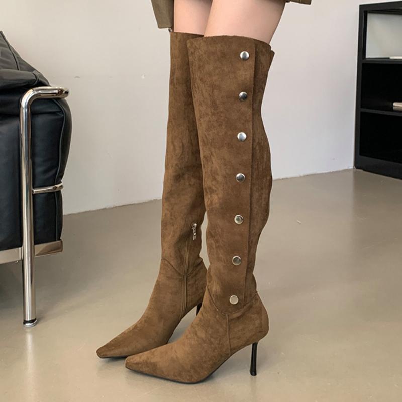 Damen High Heels Hohe Stiefel Spitzschuhe Abendschuhe Designer Pumps Frau Winter 2025 Elegant Luxus Neu Botas De Mujer