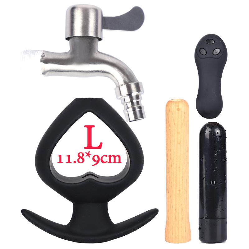 Hohler Analplug mit Wasserhahn zum Waschen des Anus, Vaginalreinigung, Einlaufdildo, XL-Sexspielzeug, Silikon-Buttplug, kabellos