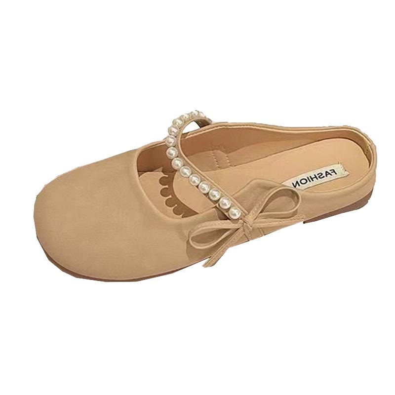 Flat Bottom Soft Bottom Bag Head Half Slippers Women's Outer Wear 2025 New Spring and Summer Cool Slippers Mary Jane Gentle Evening Shoes