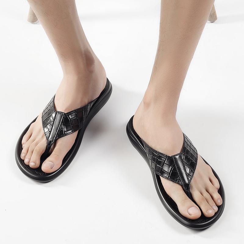 Men Summer Slide Sandals Simple PU Leather Slide Sandal Design Lightweight Beach Slippers Soft Sole Outdoor Casual Walking Shoes