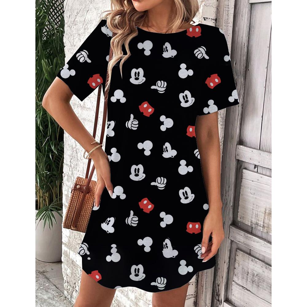 Vestito da Donna Scollo O Manica Corta Sexy Stampa Disney Topolino