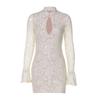 European and American Style Women's Clothing 2026 New Sexy Lace Hollow-Out Bodycon Dress Short Sexy Dress Black