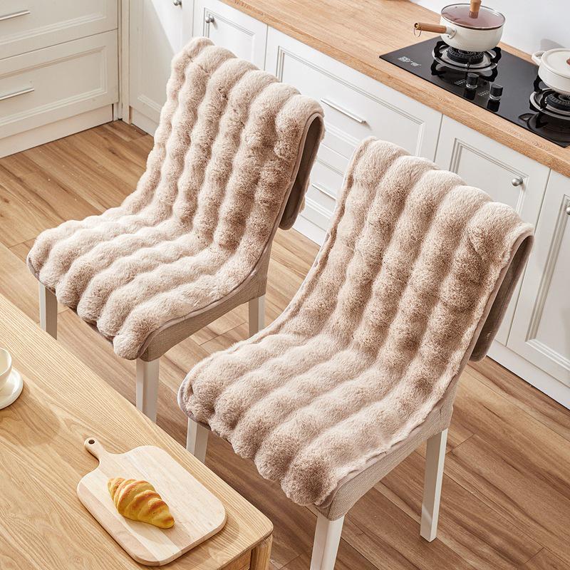 Winter Plush Non-Slip Thick Chair Cushion with Integrated Backrest for Living Room, Dining, and Office