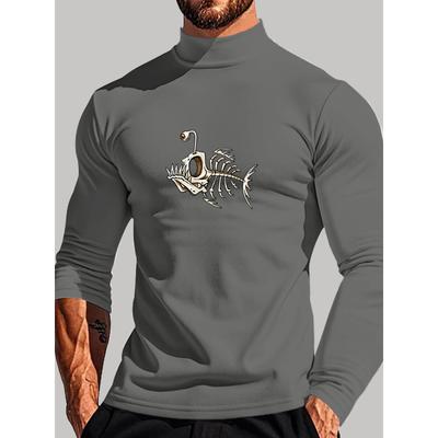 Solid Color Men's Polyester Mock Neck Long Sleeve, Great for Stylish Layering
