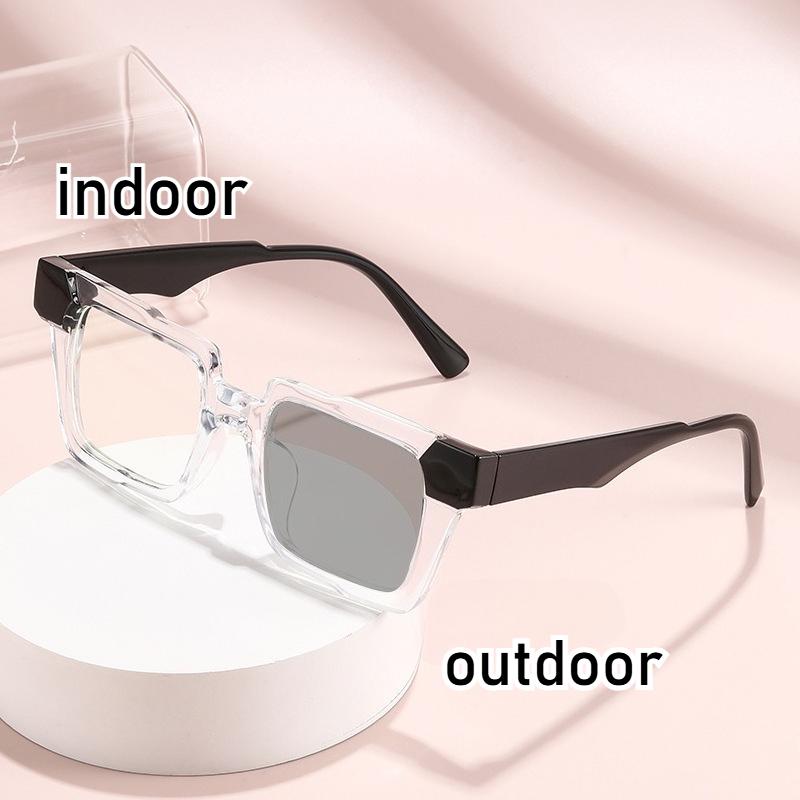 Vintage Printing Square Frame Myopia Glasses Anti-Blue Prescription Glasses Fashion Unisex Photochromic Glass Eyeglasses 0-4.0