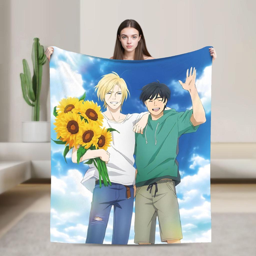 Banana Fish Anime Merch Blanket Warm Cozy Fluffy  Throw Blankets for Sofa 50x60 Inches Multi-size Bedspread