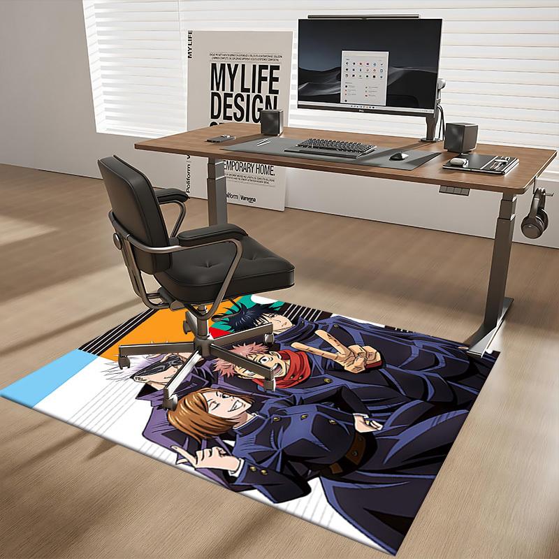 1 Stück Anime Cartoon Design Jujutsu Kaisen Charaktere Bürostuhlmatte Rutschfester Teppich Geeignet für Heimdekoration Wohnzimmer Schlafzimmer Spielzimmer Saisonales Geschenk