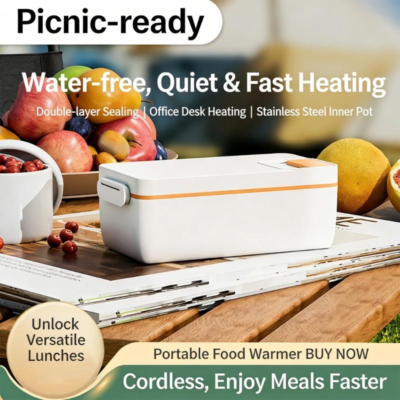 Portable Electric Lunch Box 1L Capacity Thermal Food Warmers Lunch Heating Box For Work School Camping And Home Use
