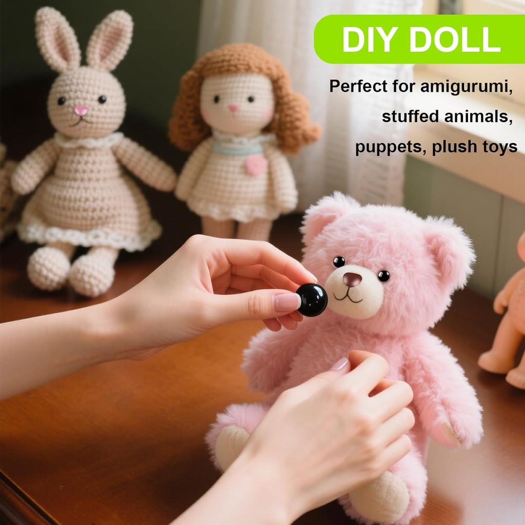 1000 Pcs Safety Eyes and Noses for Crochet and Plush Animal Making Assorted Sizes Plastic Amigurumi Eyes with Washers for Doll Stuffed Toy Crafts