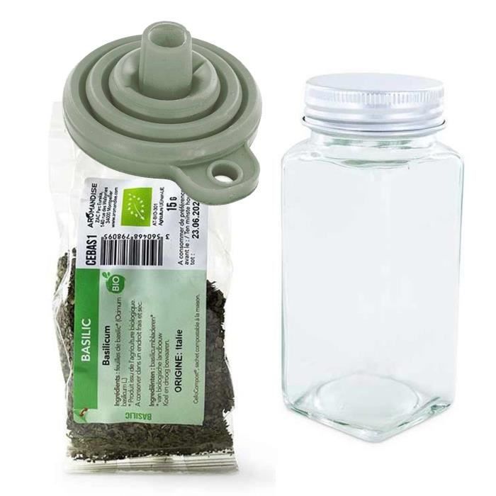 You Do It Flacon à épices poudreur + entonnoir + basilic bio 15 g