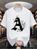 New Trendy Mens Personalized Letter Printed Breathable and Comfortable Round Neck Tshirt Summer Outdoor Casual High Street Top