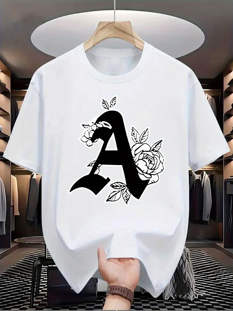New Trendy Mens Personalized Letter Printed Breathable and Comfortable Round Neck Tshirt Summer Outdoor Casual High Street Top