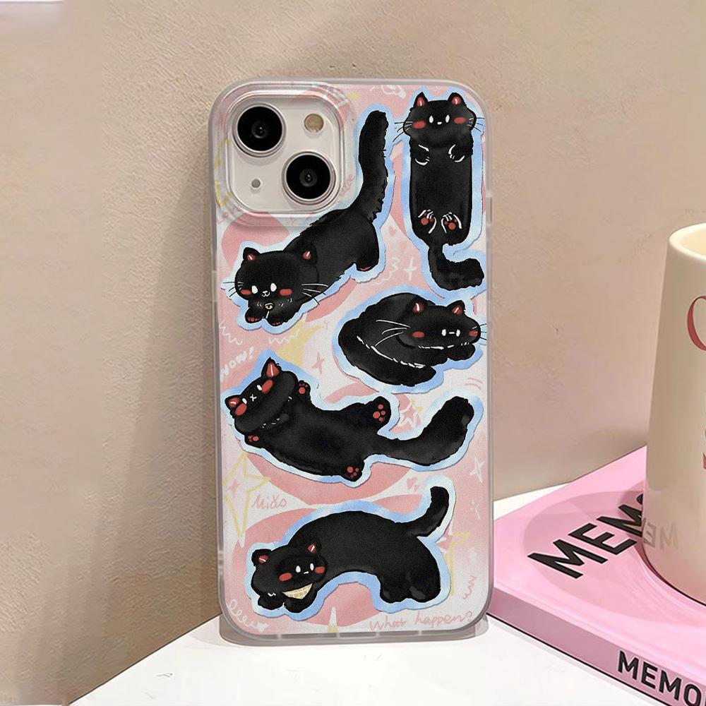 Abstract Art Cat Phone Case For iPhone 15 Pro Case iPhone 11 13 16 12 14 Pro Max 12 13 Mini 15 16 Plus Shockproof Silicone Cover